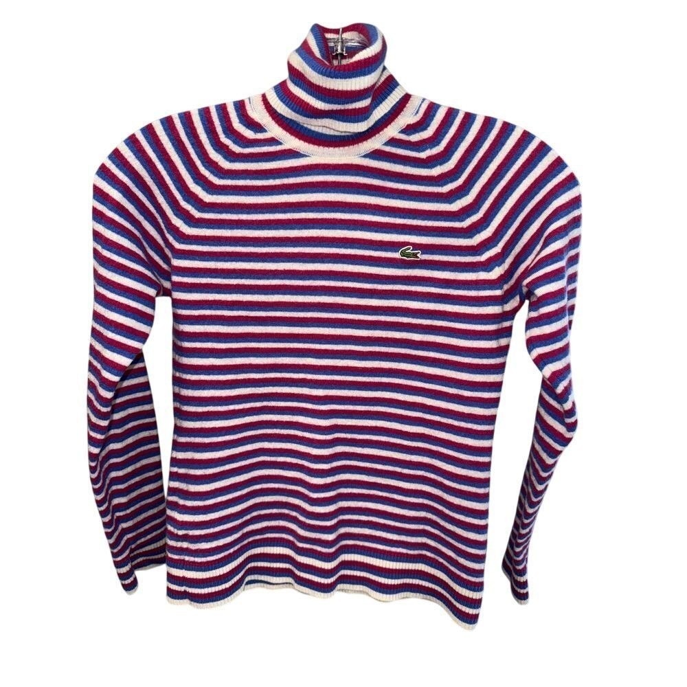 Lacoste Made In France Striped Merino Wool turtleneck sweater size 0-2